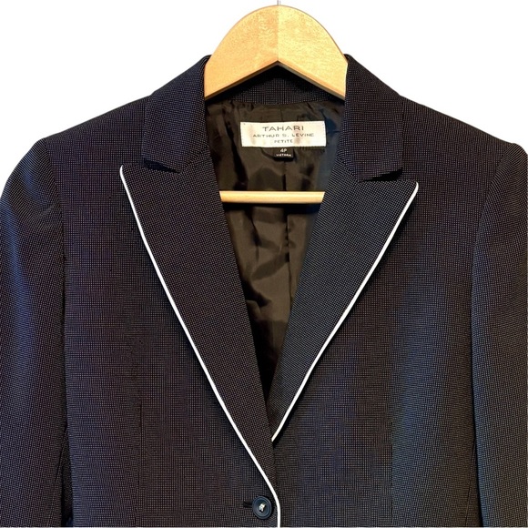 TAHARI Women's Black White Dot Print Lined Tailored Blazer/Jacket size 4 Petite - Picture 5 of 11